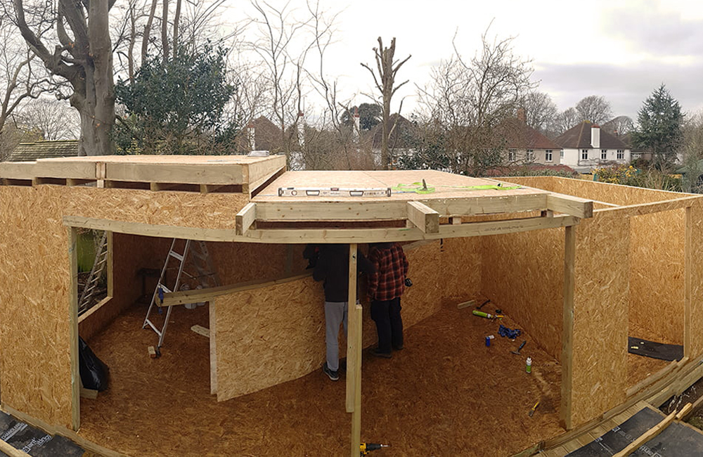 SIP Panel construction for garden room
