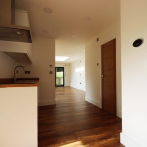 Kitchen area inside of designer garden room cabin