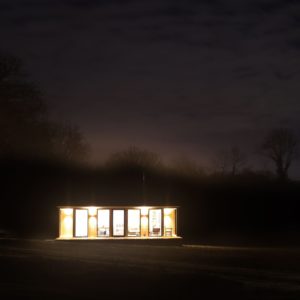 Large unique bespoke garden office at night