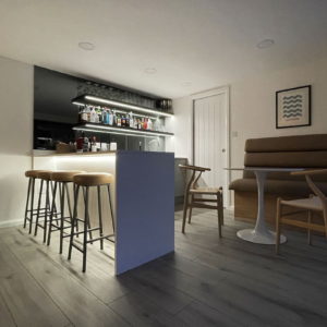 Garden room pool house bar and sitting area