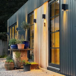 Garden decor for exterior of designer mobile home