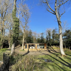 Unique bespoke large garden office with decking and path