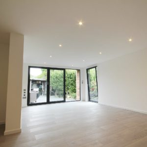 Interior of unique garden room office pool house