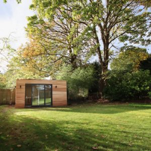 Bespoke garden room art studio with timber cladding