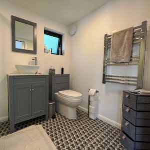 Designer mobile home bathroom area