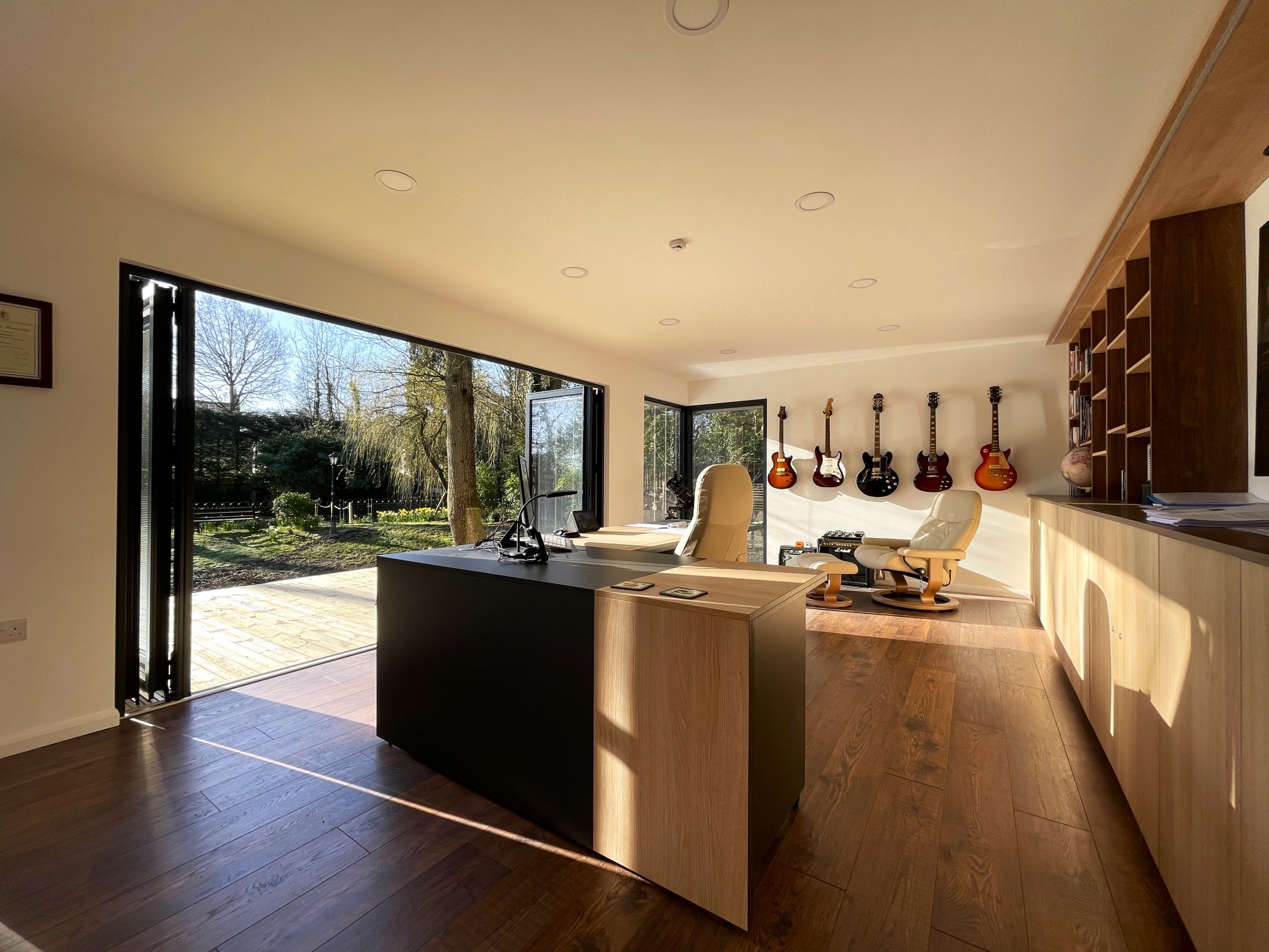 Interior of large bespoke garden office