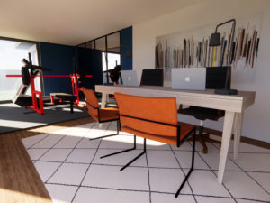 Bespoke garden office design with gym area