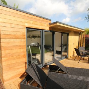 Outdoor area of bespoke garden gym