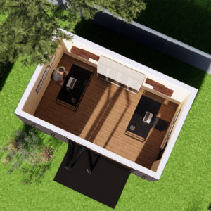 Interior layout of 3.0 by 5.0 garden room