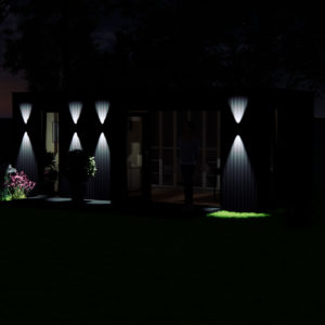 Night time visualisation of 3.0 by 6.2 garden room
