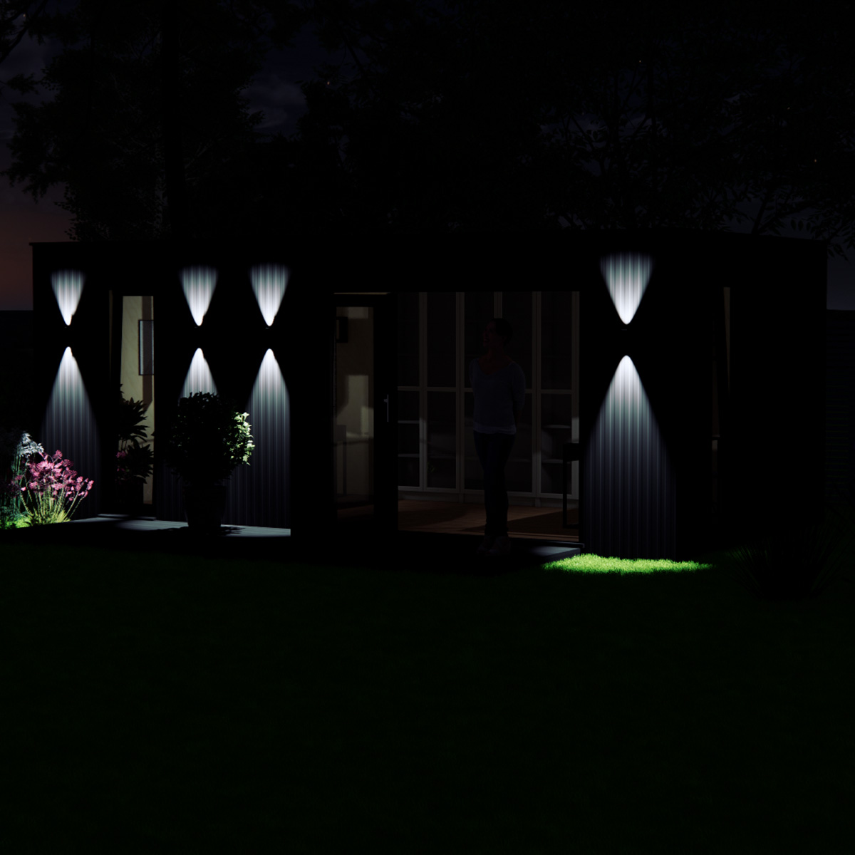 Night time visualisation of 3.0 by 6.2 garden room