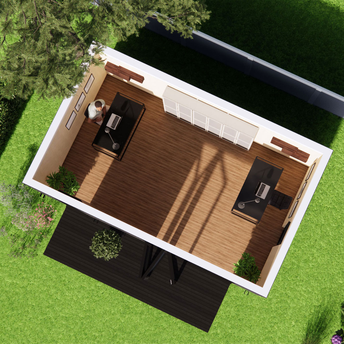 Interior layout of 3.6 by 6.2 garden room
