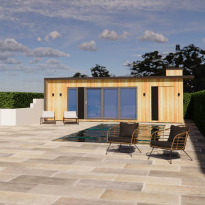 Design garden room poolhouse visualisation