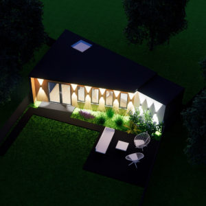 Unique mobile home with skylight and external lights