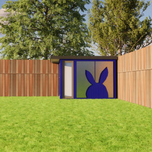 Designer colourful garden storage room visualisation