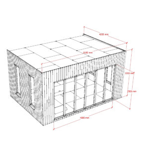 Exterior dimensions of bespoke garden room gym
