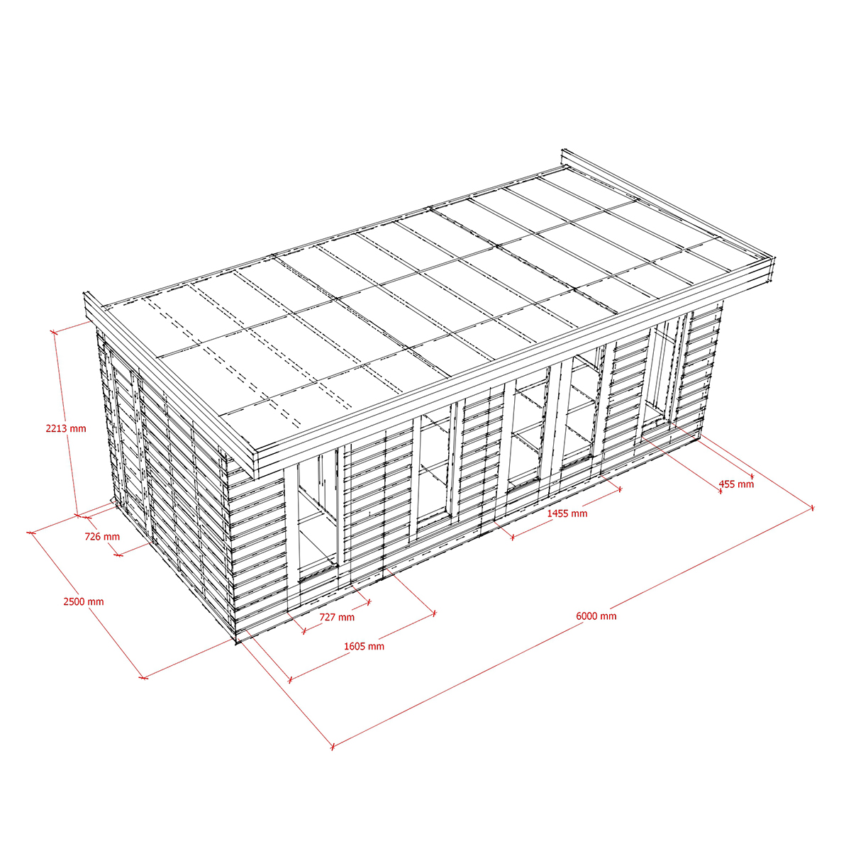Exterior dimensions of unique summerhouse garden room