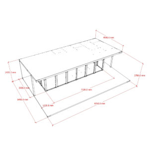 Exterior dimensions of designer garden office room