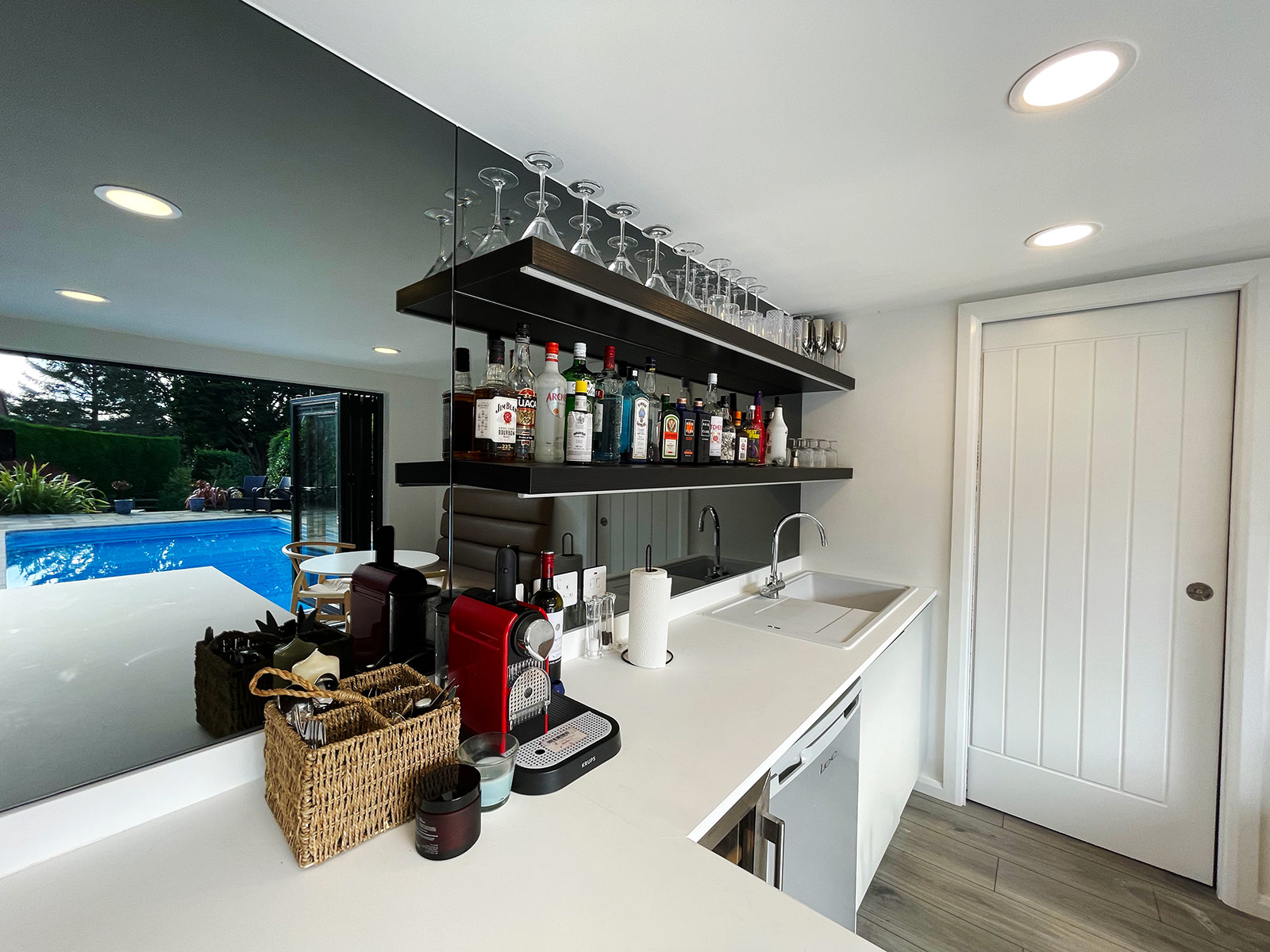 Bar and kitchen area for bespoke poolhouse