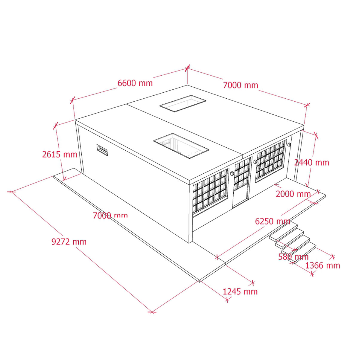 Exterior dimensions of designer mobile home