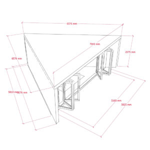 Exterior dimensions of designer summerhouse