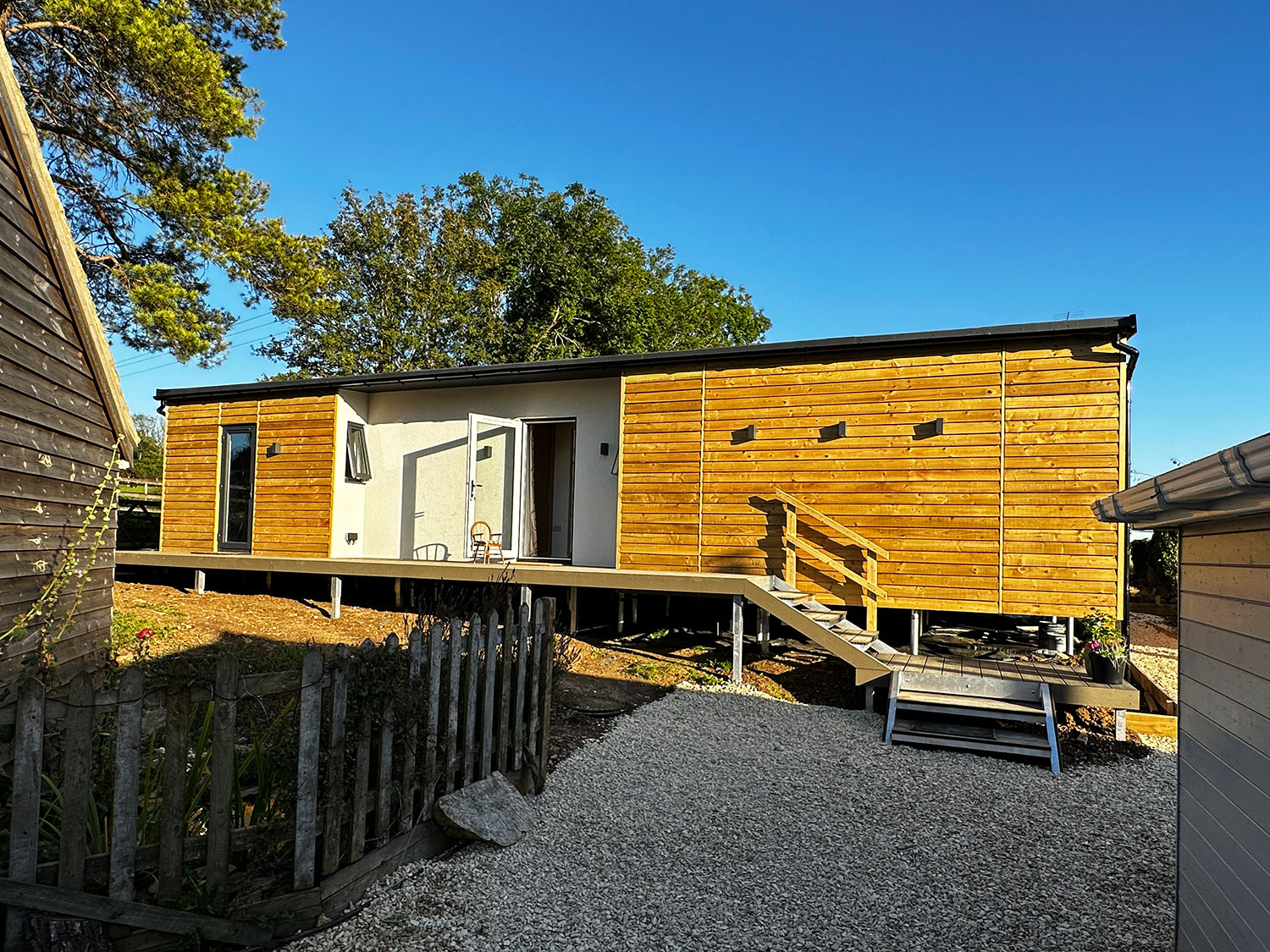 Designer unique mobile home with stairs