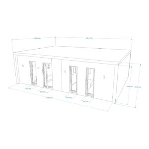 Exterior dimensions for 6.2m by 8.6m mobile home