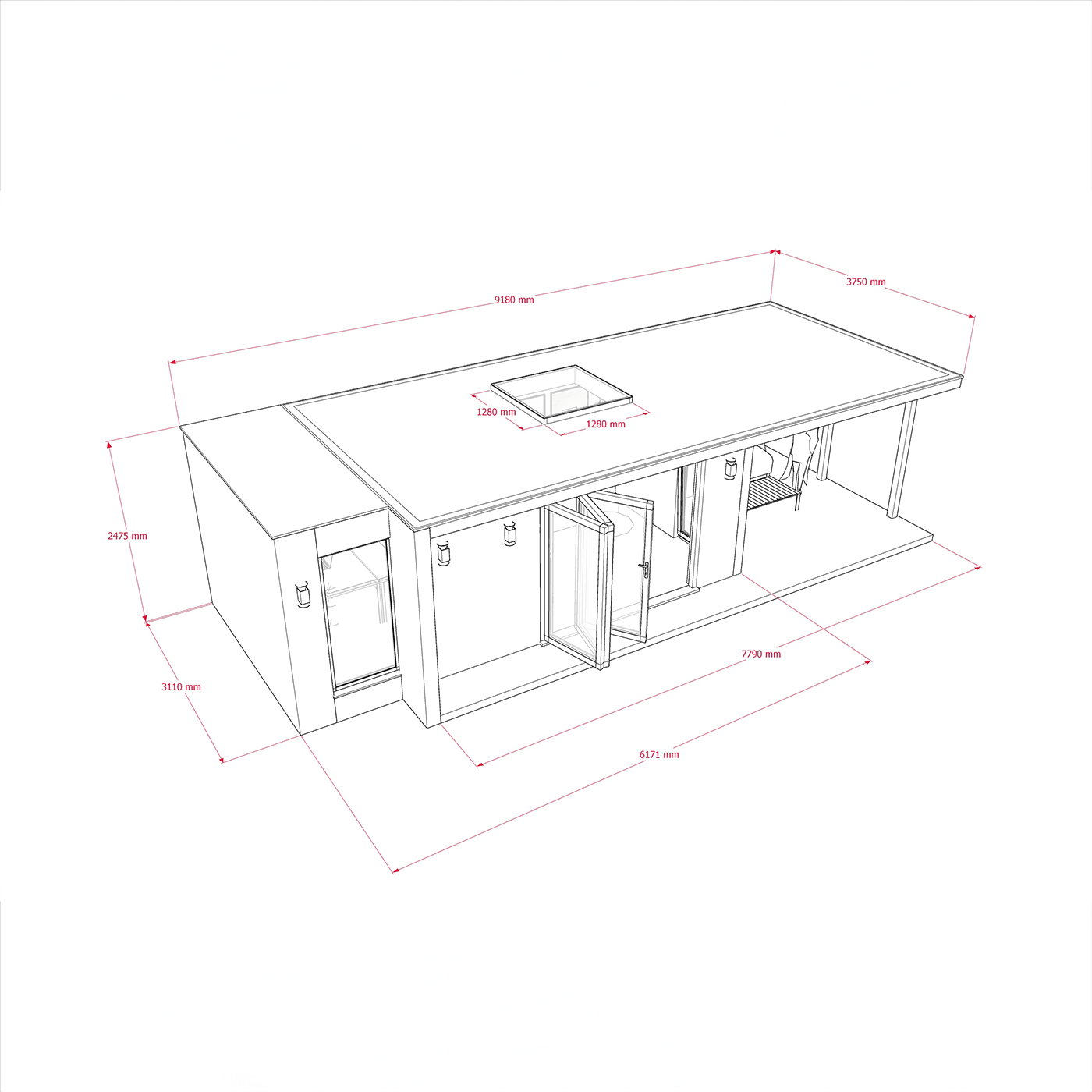Exterior dimensions for 3.0m by 6.2m garden office