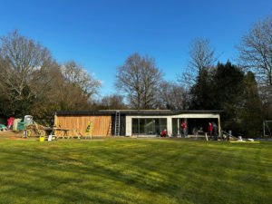 Large mobile home with golf simulator