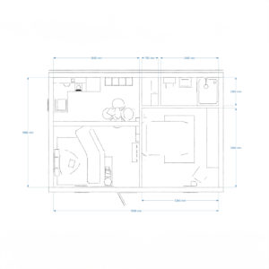 Interior dimensions for live-in garden room 5.0m by 7.4m