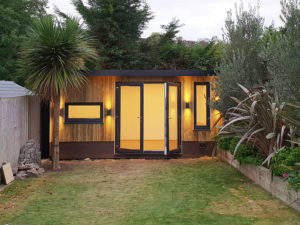 Bespoke garden office with unique windows