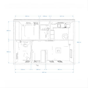Interior dimensions for live-in garden room 6.2m by 8.6m