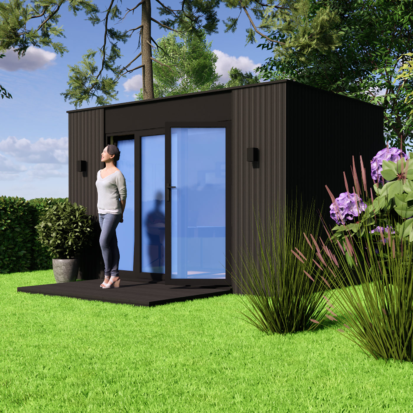 visualisation of 2.6m by 3.8m garden office