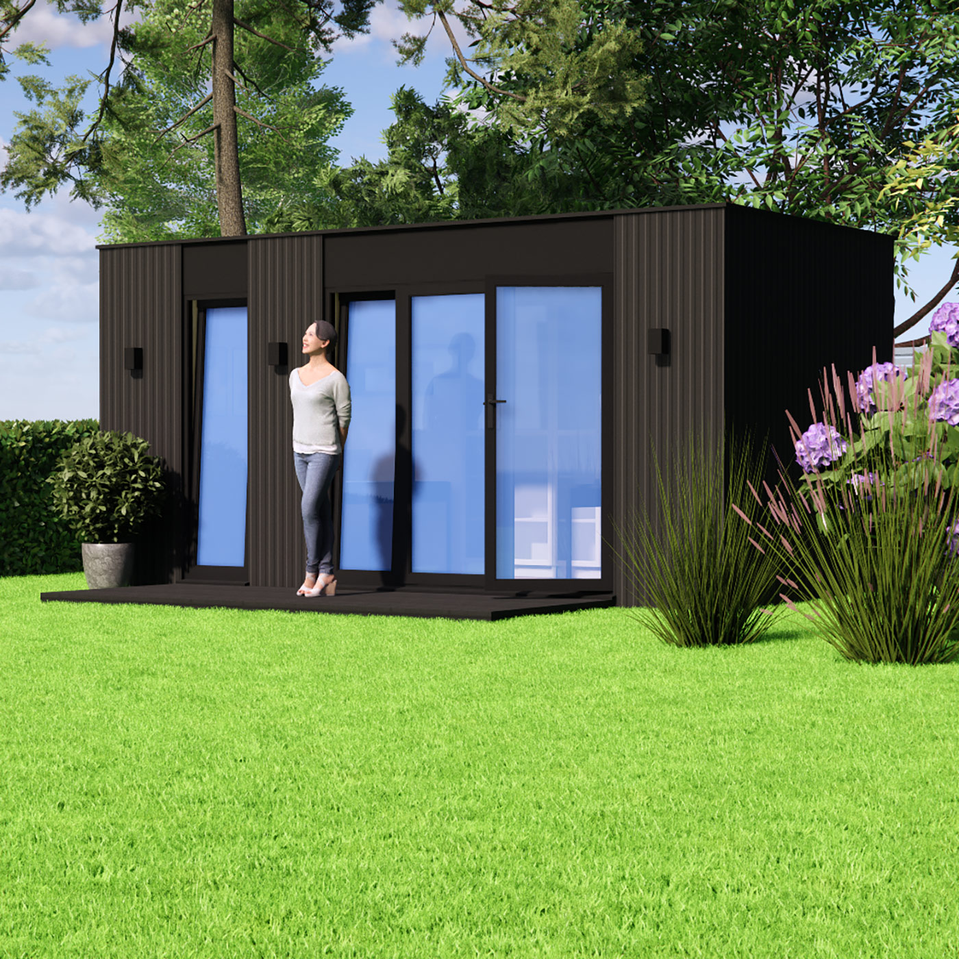 visualisation of 2.6m by 5.0m garden office