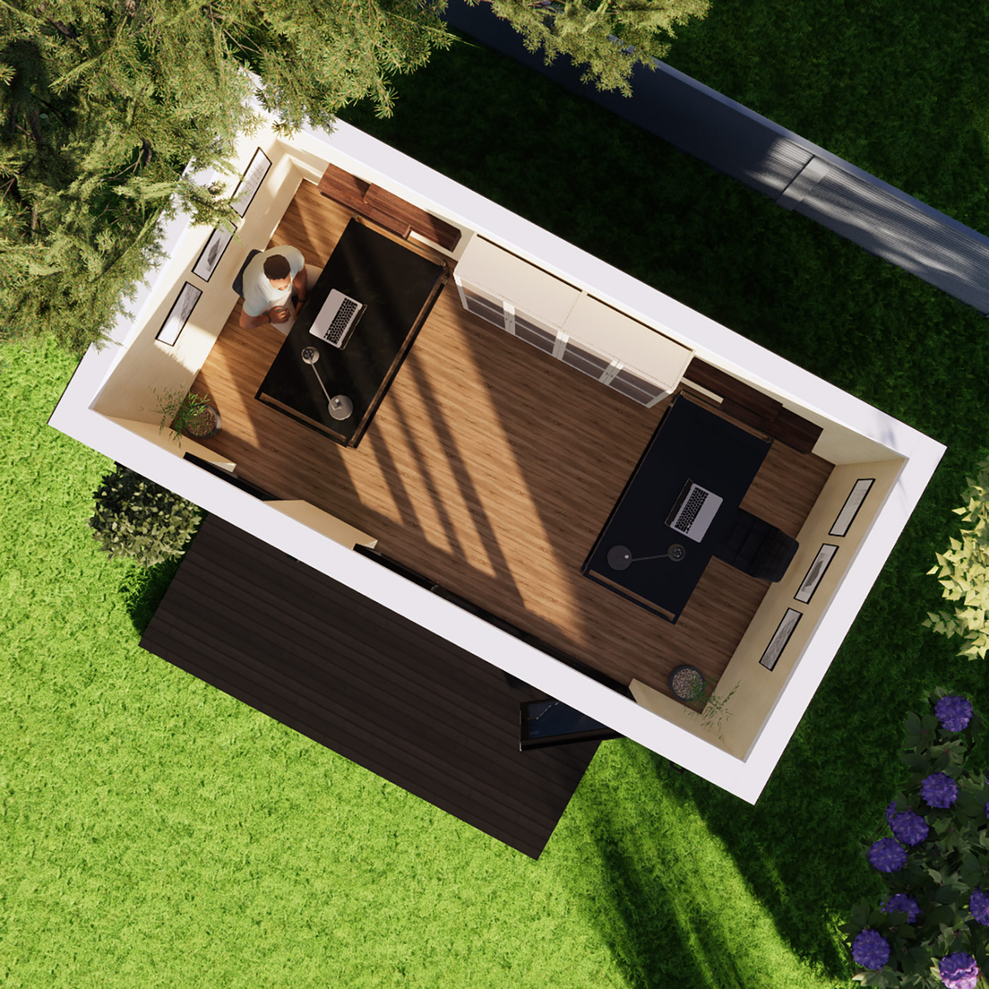 Floorplan visualisation of 2.6m by 5.0m garden office