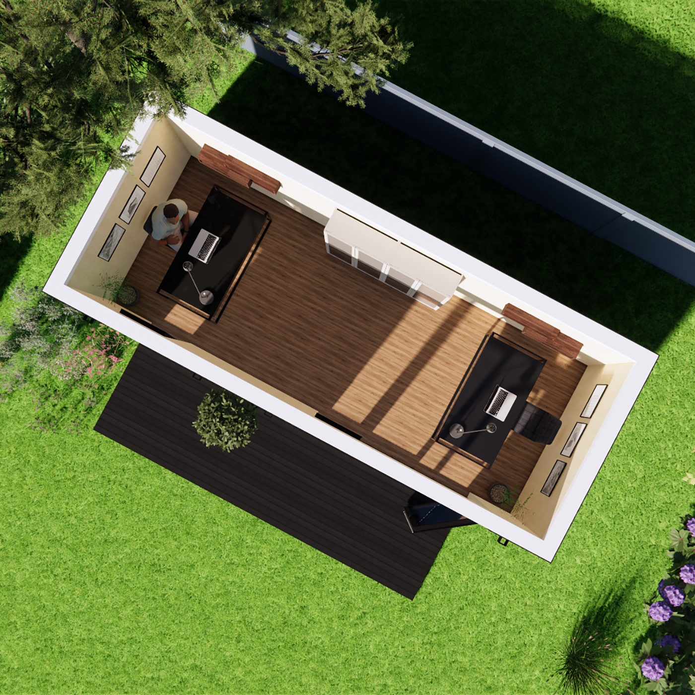 Floorplan visualisation of 2.6m by 6.2m garden office