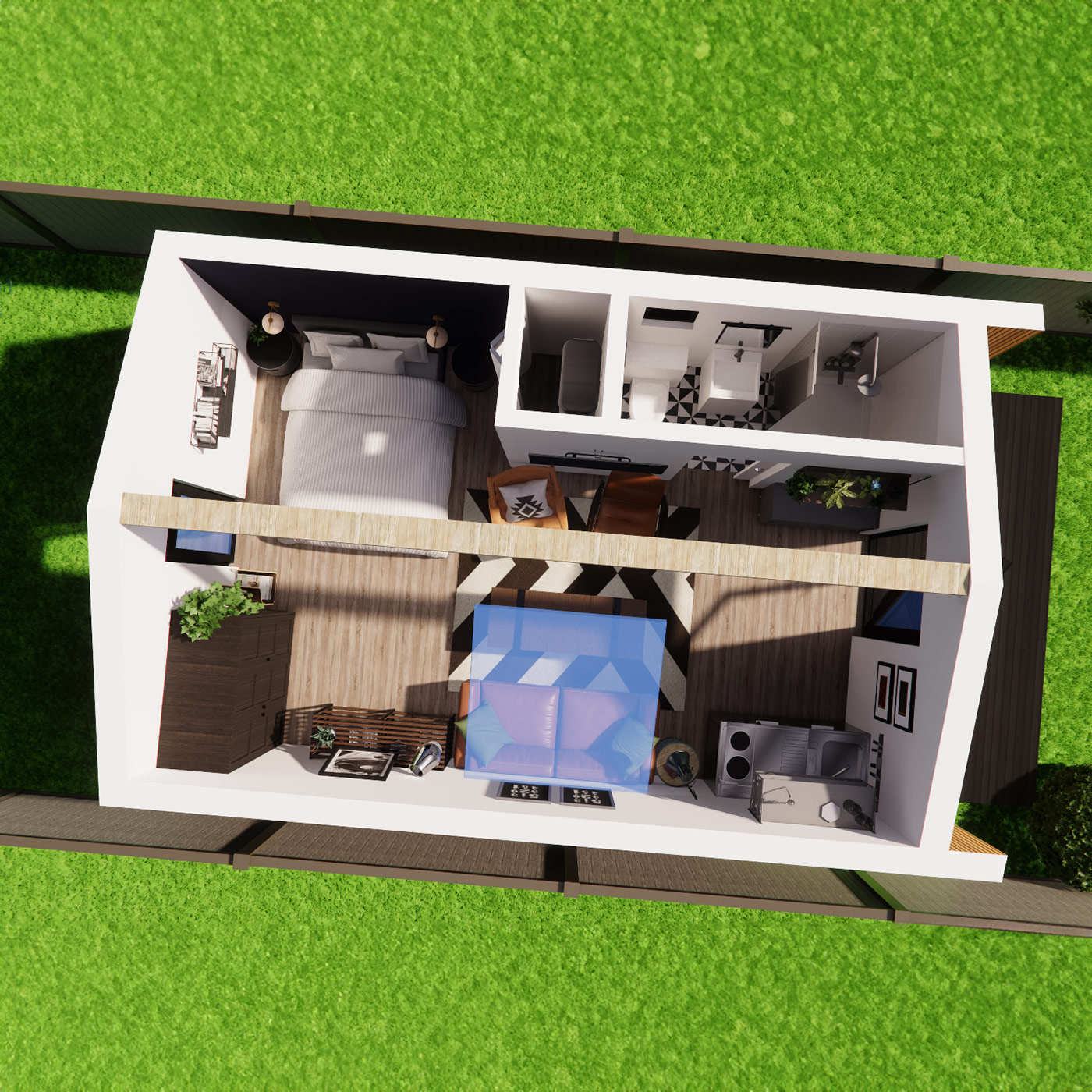 Furnished floorplan 4.0m by 6.2m mobile home