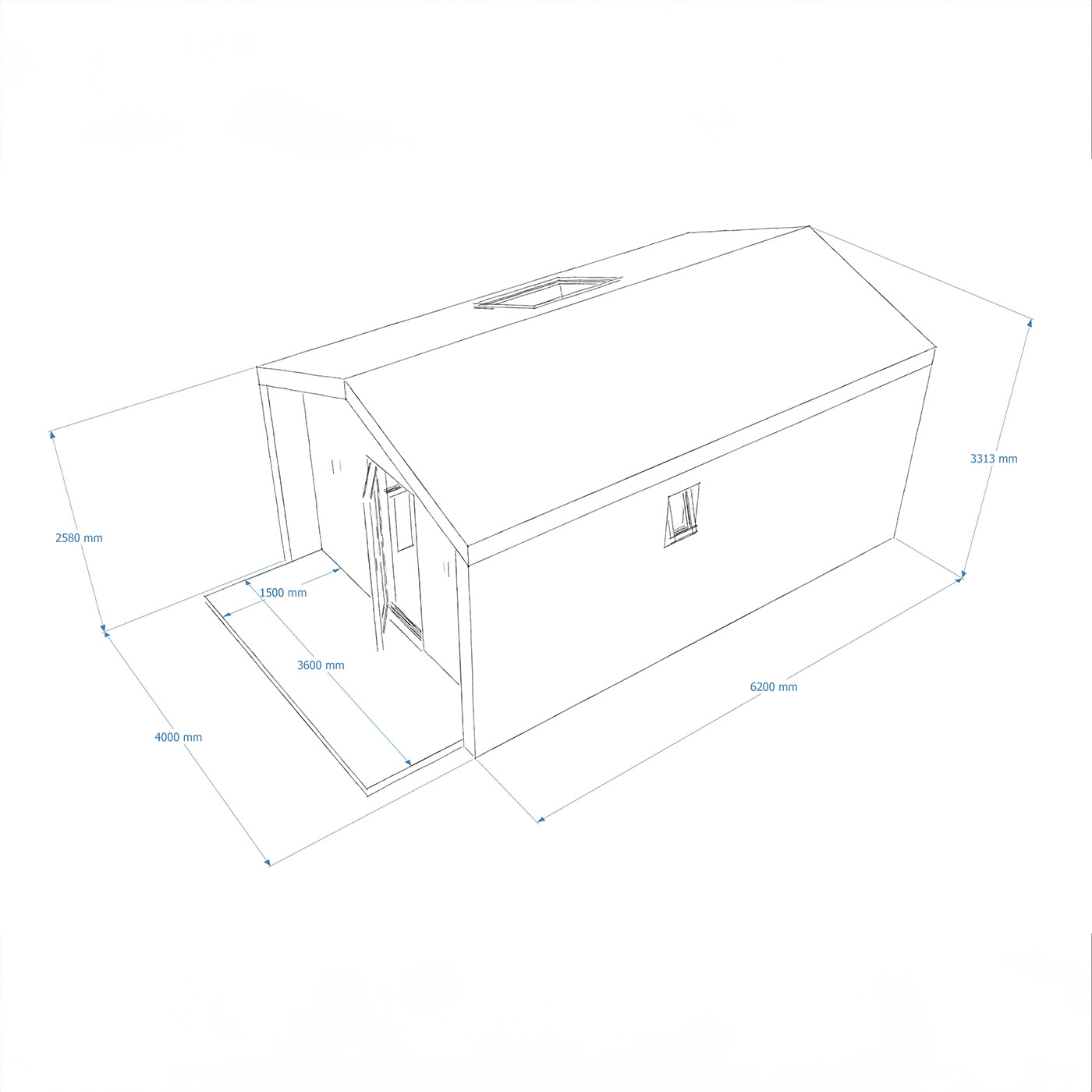 Exterior dimensions for 4.0m by 6.2m mobile home