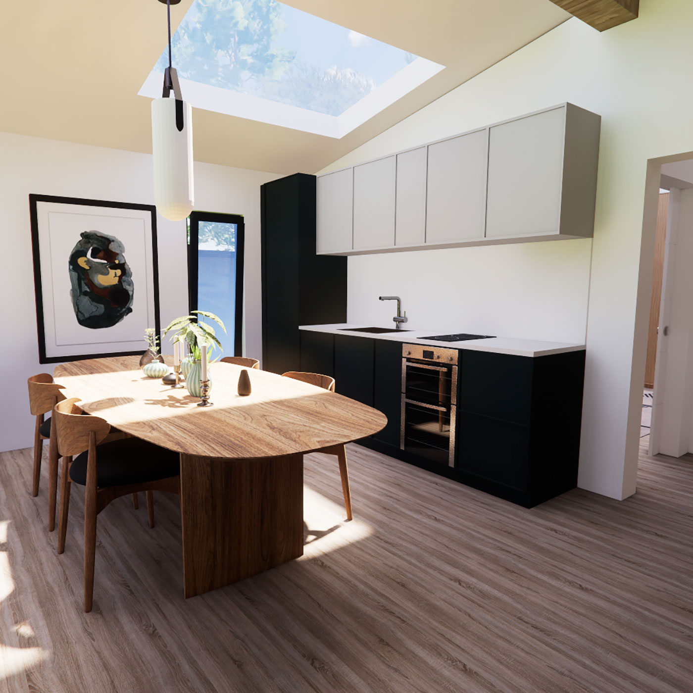 Kitchen area interior design 6.5m by 10.9m mobile home
