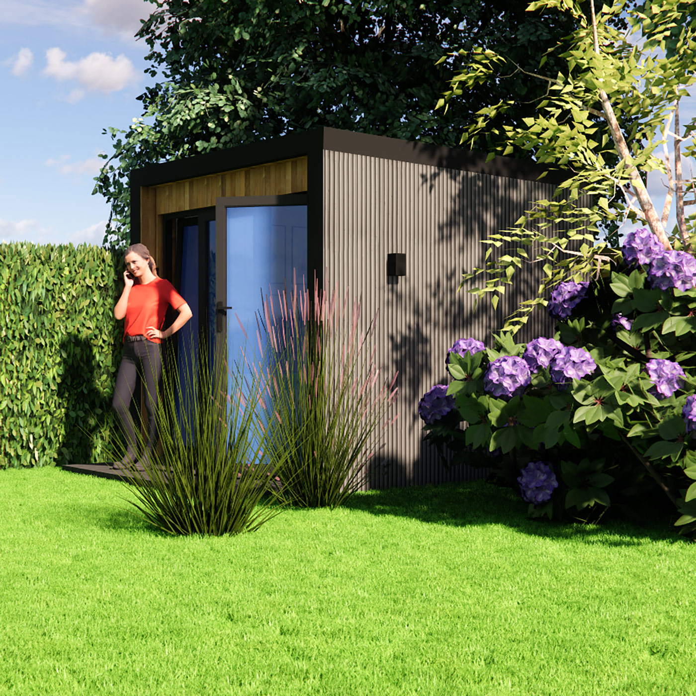 visualisation of 2.6m by 2.6m garden office