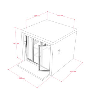 Exterior dimensions of 2.6m by 2.6m garden office