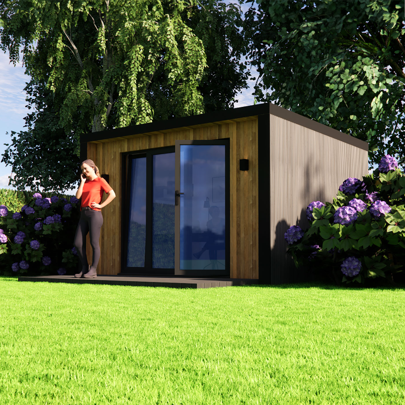 visualisation of 3.2m by 3.8m garden office