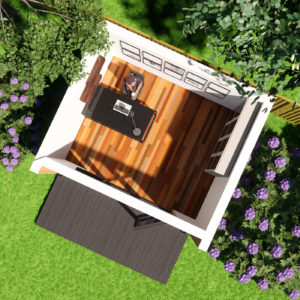 Floorplan visualisation of 3.2m by 3.8m garden office