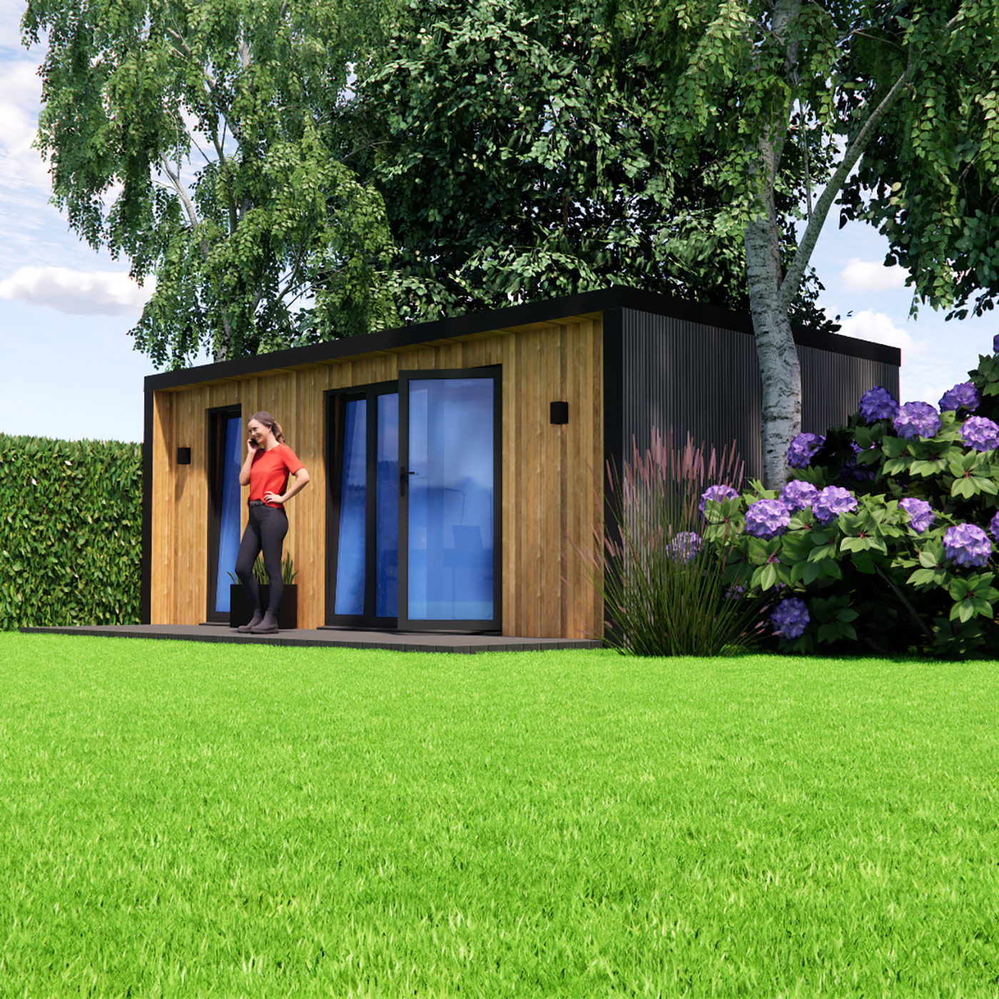 visualisation of 3.2m by 6.2m garden office