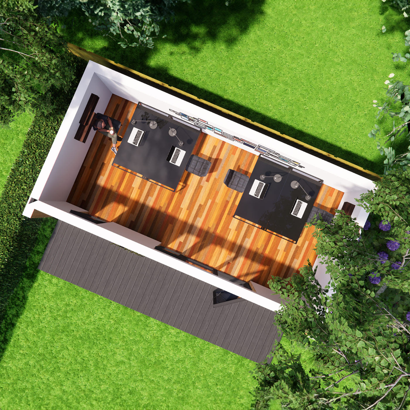 Floorplan visualisation of 3.2m by 6.2m garden office