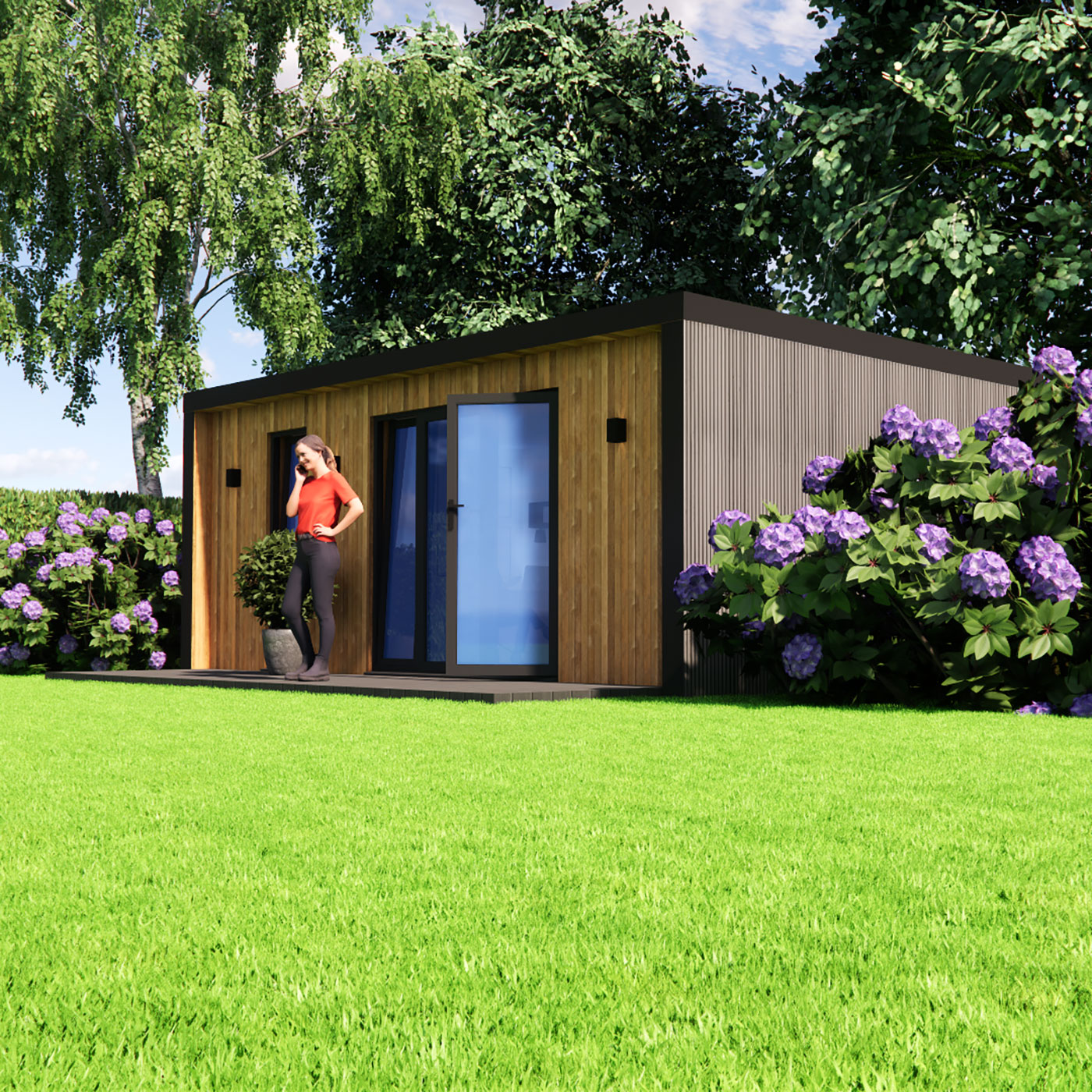 visualisation of 3.9m by 6.2m garden office