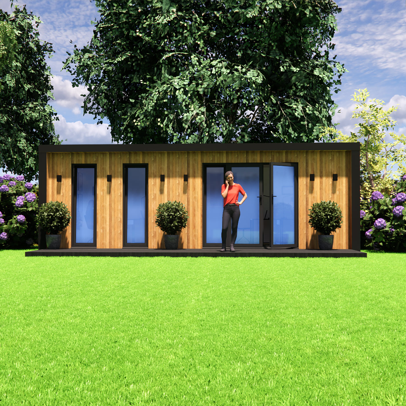 visualisation of 3.9m by 7.4m garden room