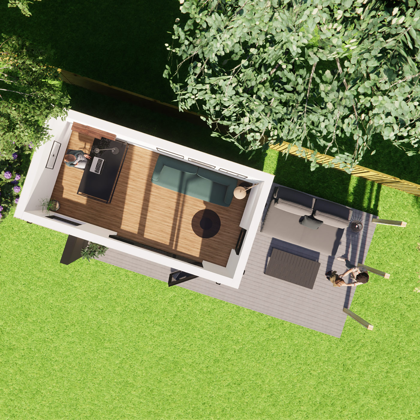 Floorplan visualisation of 2.6m by 5.0m garden room
