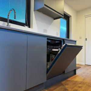 Dishwasher and sink area for mobile home kitchen