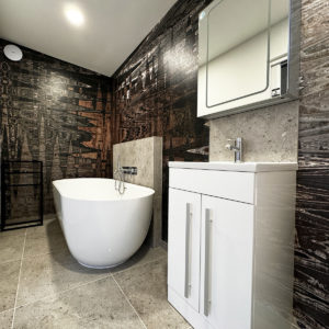 Interior design of bathroom for large mobile home